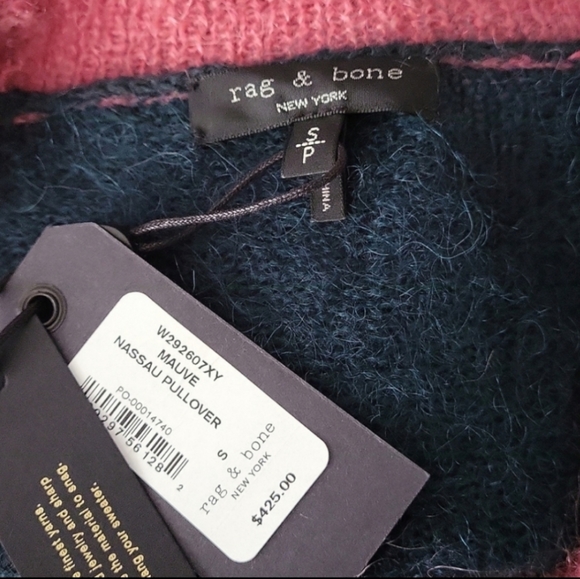 Rag & Bone Nassau Mohair Striped V-neck Sweater S/P - Picture 6 of 10